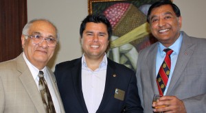 Left to right,  Jose Montforte, Route 78 Rotary Club president, Arthur Muniz, president of the Coronado Binational Rotary Club, and Larry Sandram, past district governor for the San Diego / Imperial County Rotary Clubs. Photo by Hector Ericksen.    