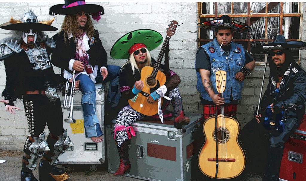 Metalachi from left to right: El Cucuy, Veca de la Rockha, Ramon Holiday, Pancho rockafeller, Maximilian “Dirty” Sanchez.