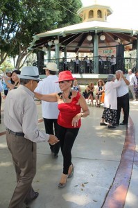 Parejas disfrutando de una tarde de danzón en el Parque Teniente Guerrero