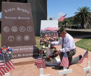 Vietnam veteran Oscar Muñoz at the Logan Heights Veterans Memorial. Photo by Norma Muñoz