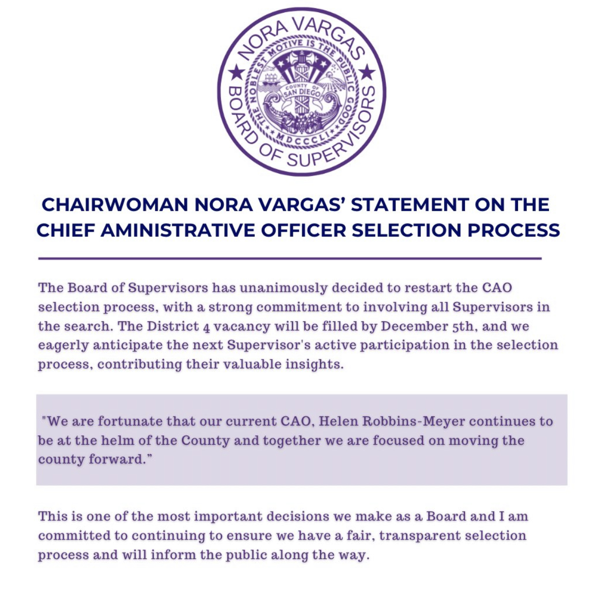 Nora Vargas statement