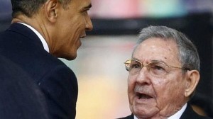 President Barack Obama with Cuba's President, Raul Castro.