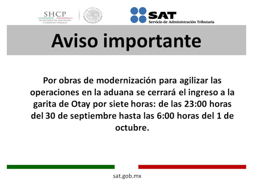 SAT aviso importante